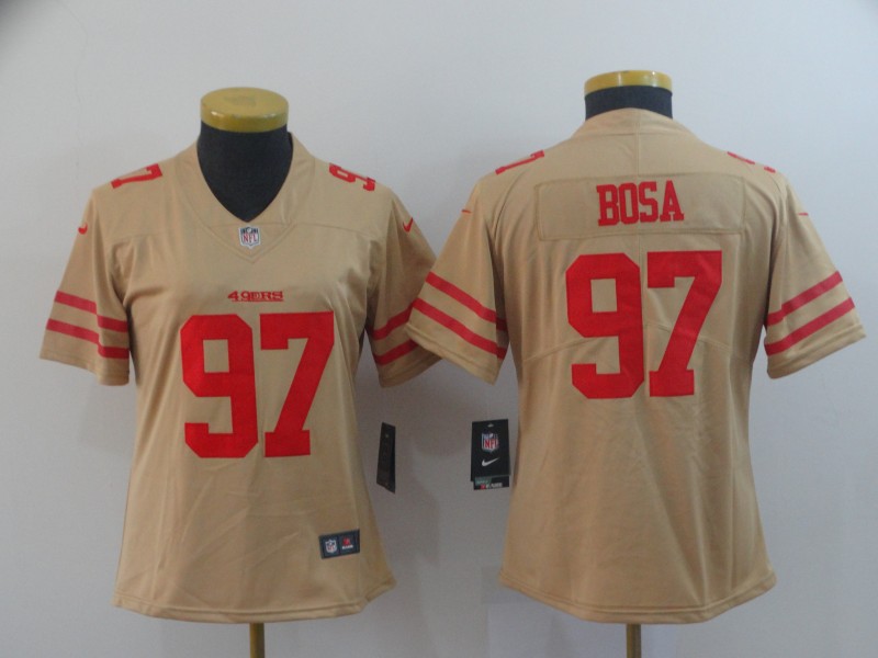 Women San Francisco 49ers 97 Bosa 2019 Vapor Untouchable Nike Yellow Inverted Legend NFL Jerseys